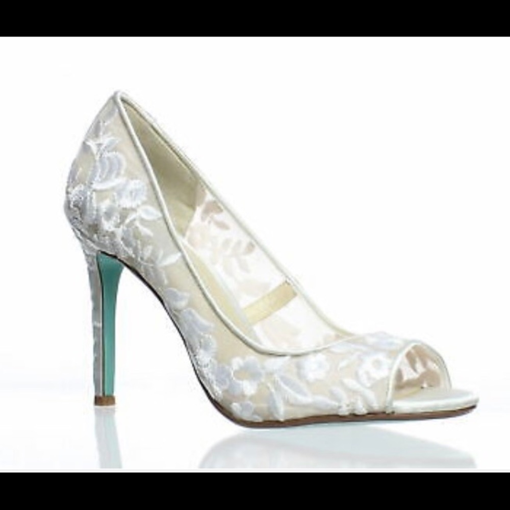 Ivory Pumps, Blue by Betsey Johnson